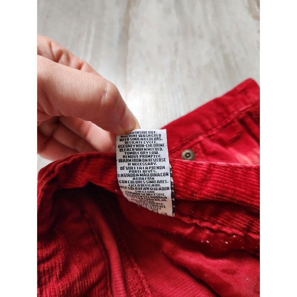 VTG Y2K Truce Red Corduroy Low Rise Shorts Distressed Zip Pocket Stretch S EUC - Picture 5 of 9